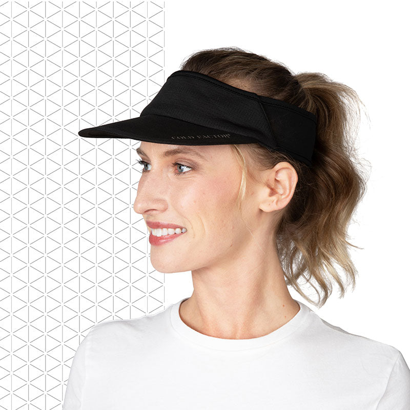 Cold Factor UPF50+ Sports Sun Visor for Men & Women – Lightweight, Packable, Quick-Dry Hat for Running, Tennis, Golf – Black