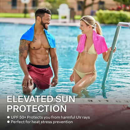 Cold Factor Instant Cooling PVA Towel – Long-Lasting Evaporative Cooling, UPF 50+ UV Protection for Athletes, Hiking & Outdoor Sports