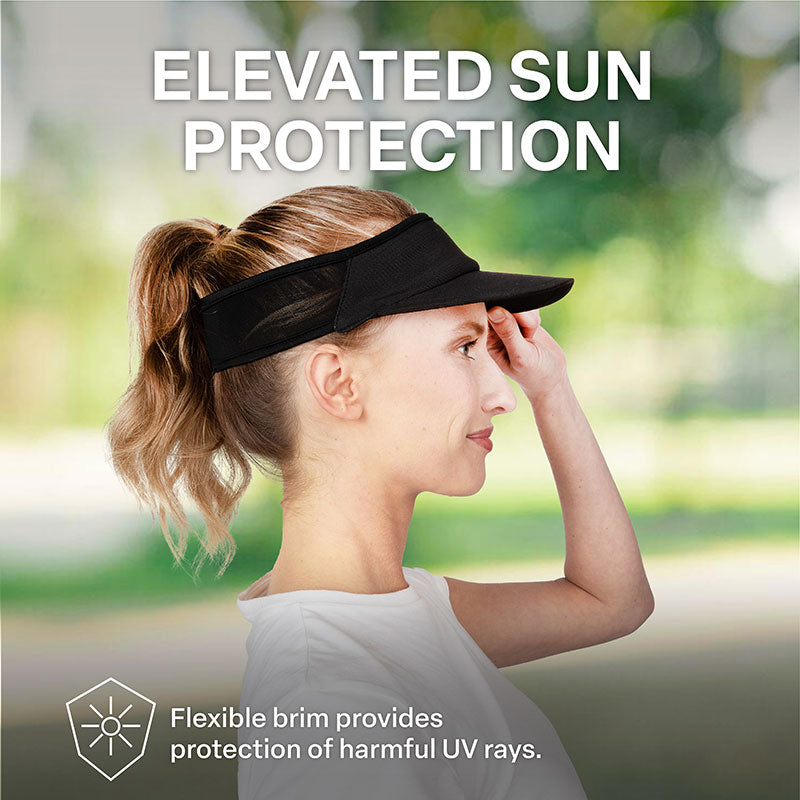 Cold Factor UPF50+ Sports Sun Visor for Men & Women – Lightweight, Packable, Quick-Dry Hat for Running, Tennis, Golf – Black​