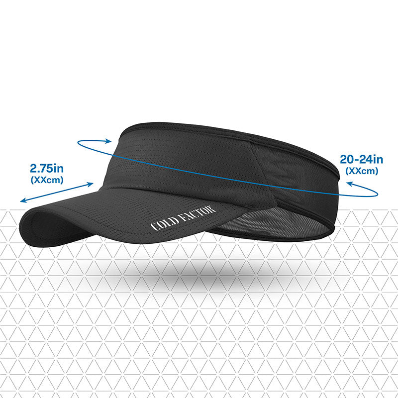 Cold Factor UPF50+ Sports Sun Visor for Men & Women – Lightweight, Packable, Quick-Dry Hat for Running, Tennis, Golf – Black​