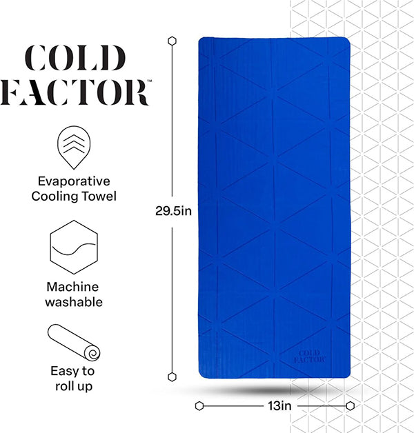 Cold Factor Instant Cooling PVA Towel – Long-Lasting Evaporative Cooling, UPF 50+ UV Protection for Athletes, Hiking & Outdoor Sports