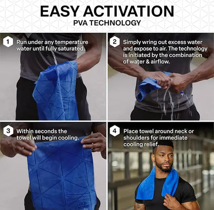 Cold Factor Instant Cooling PVA Towel – Long-Lasting Evaporative Cooling, UPF 50+ UV Protection for Athletes, Hiking & Outdoor Sports