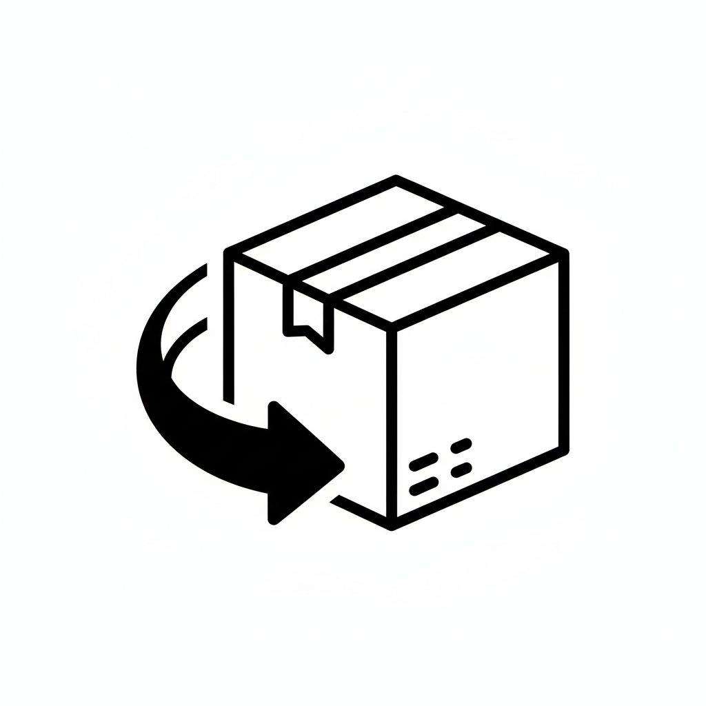 Hassle-free returns box icon
